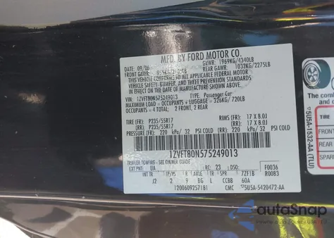 2007 Ford Mustang V6 Deluxe/V6 Premium from USA, damaged, VIN 1ZVFT80N575249013